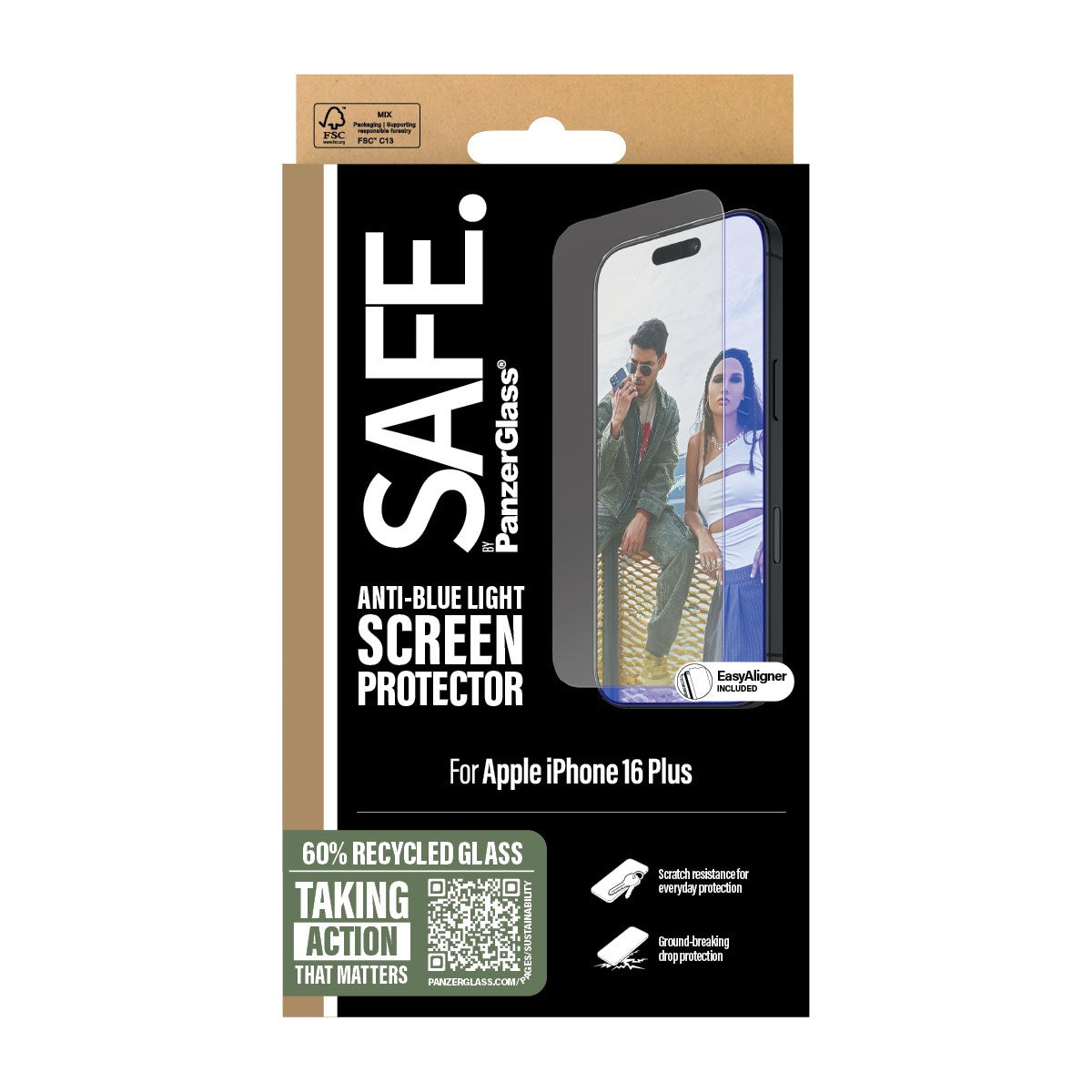 SAFE. by PanzerGlass® Anti-Blue Light Screen Protector iPhone 16 Plus | 15 Plus | Ultra-Wide Fit